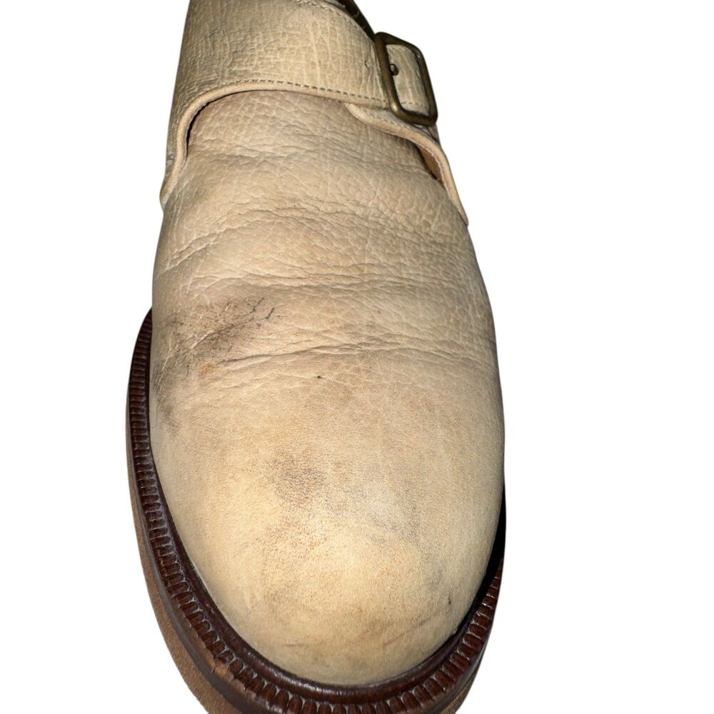 Giorgio Armani Mens Suede Toe Monk Strap Oxford Dress Shoes Beige Size 9 - Picture 2 of 13